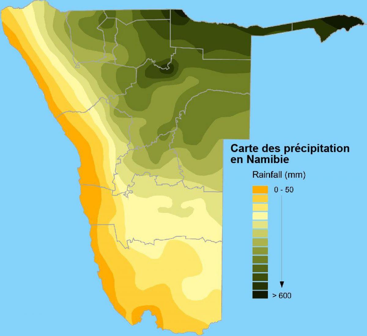 Karte von Namibia Niederschlag