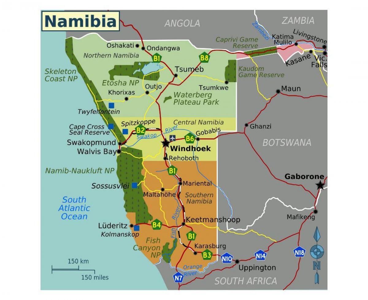 Nord Namibia Landkarte Karte Von Nord Namibia Sudliches Afrika Afrika