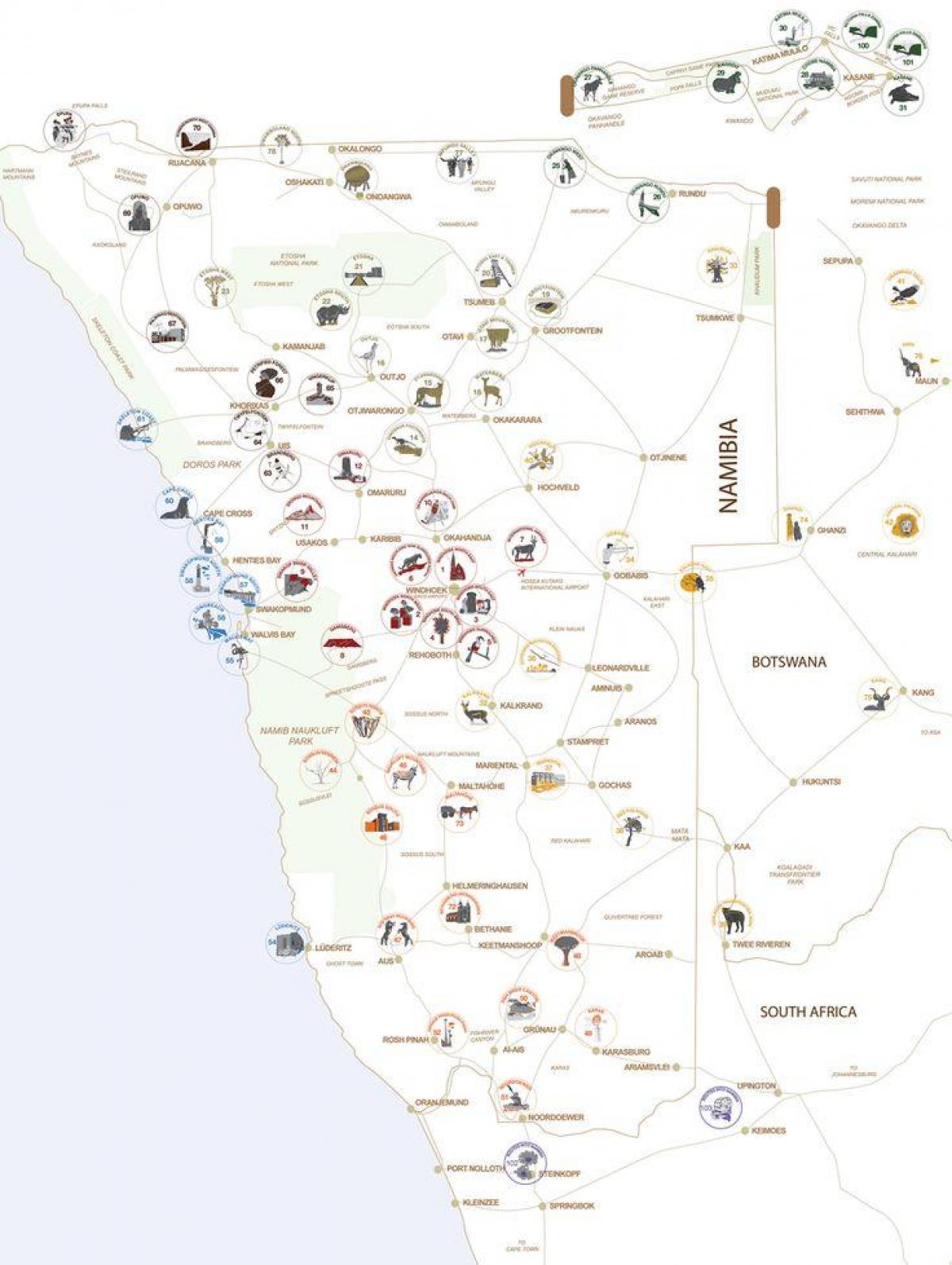 Karte von Namibia-tour Planung